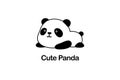 Vector Illustration / Logo Design - Cute funny fat baby cartoon giant panda bear / china panda lies on its stomach on the ground Royalty Free Stock Photo