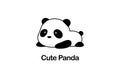 Vector Illustration / Logo Design - Cute funny fat baby cartoon giant panda bear / china panda lies on its stomach on the ground Royalty Free Stock Photo