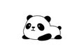 Vector Illustration / Logo Design - Cute funny fat baby cartoon giant panda bear / china panda lies on its stomach on the ground