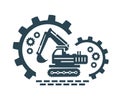 Vector illustration, logo, excavator icon. Industrial construction. Royalty Free Stock Photo