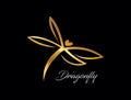 Golden Dragonfly Logo Sign Royalty Free Stock Photo