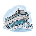 Vector illustration of logo for hydrofoil ship Royalty Free Stock Photo