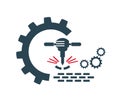 Vector illustration of the logo, a jackhammer icon for construction.