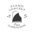 Vector illustration of logo for piano lessons or concerts. Vector illustration.