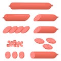 Vector illustration logo for set whole sausage