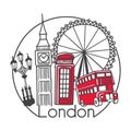 Vector illustration London, Great Britain in modern minimalist line style. Royalty Free Stock Photo