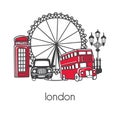 Vector illustration with London symbols Royalty Free Stock Photo