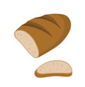 Vector illustration of a long loaf and a slice of the long loaf.