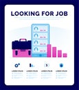 Vector illustration of looking for jobs and opportunities to next step in challenge your career. Discover and grow your next