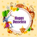 Lord Rama killing Ravana in Happy Dussehra festival of India