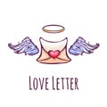 Vector illustration of love letter with wings and