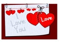 Love. Happy valentines day. Be My Valentine. Valentine card I Love YOU, Be My Valentine. A colourful backdrop with hanging hearts. Royalty Free Stock Photo