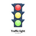 Vector illustration luminous traffic light signal Royalty Free Stock Photo