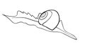Vector illustration of lying on leaf snail shell