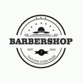 Vector illustration of barbershop logo sticker designn