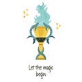 Vector illustration of magic goblet of fire