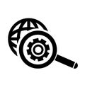 Vector illustration, magnifying glass and gear icon, search. Royalty Free Stock Photo