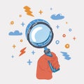 Vector illustration of Magnifying Glass in human hand. Royalty Free Stock Photo