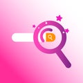 Vector illustration of magnifying glass icon on search bar. Concept of searching, finding on internet, customer service, finding Royalty Free Stock Photo