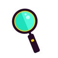 Magnifying glass icon for search, with reflection. Vector illustration Royalty Free Stock Photo