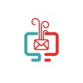 Vector illustration of mail arrow icon. Royalty Free Stock Photo