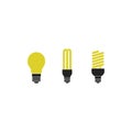 Vector illustration of main electric lighting types light bulb, halogen lamp, led lamp. Flat style Royalty Free Stock Photo