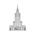 Vector illustration. Main landmark of Poland. Palace of Culture and Science