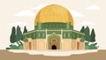 Vector Illustration of majestic Al-Aqsa Mosque and its iconic golden dome.