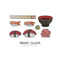 Vector illustration of Makizushi Royalty Free Stock Photo