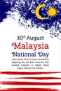 Vector illustration Malaysia National Day, Malaysia flag in trendy grunge style.30 August design template for poster, banner, flay