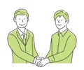 Vector illustration of a male business person shaking hands with a customer