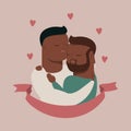 Vector illustration of male homosexual couple in tender hugs