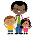 Pediatrician and children. Vector illustration