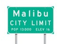 Malibu City Limit road sign