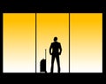 Vector illustration of man in airport lounge