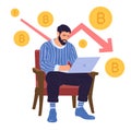 Bitcoin price drop cryptocurrency market concept.