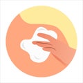 Vector illustration of man applying suncreen on body. Sun protection. SPF - summer protection