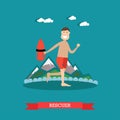 Beach rescuer vector illustration in flat style