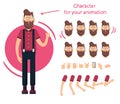 Man character for your scenes.Character ready for animation. Funny cartoon. Set for character speaks animations.