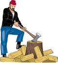 Chopping Wood Vector Illustration