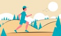 Vector illustration of a man doing sports and running in the morning Royalty Free Stock Photo