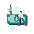 Vector illustration of a man getting a personal loan.