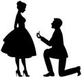 Vector illustration a man on his knees, makes a proposal