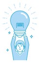 Vector illustration of a man holding a lightbulb Royalty Free Stock Photo