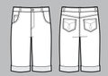 Vector illustration of man jeans shorts. Front and back views Royalty Free Stock Photo