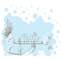 Vector illustration of The man with Native Americans flute Royalty Free Stock Photo