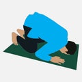 Vector illustration of man prostration for praying of muslim