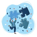 Vector illustration of man running with single puzzle piece Royalty Free Stock Photo