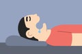 vector illustration of a man sleeping soundly with his mouth open drooling