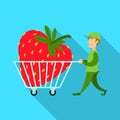 Vector illustration of man and strawberry symbol. Collection of man and shopping vector icon for stock.
